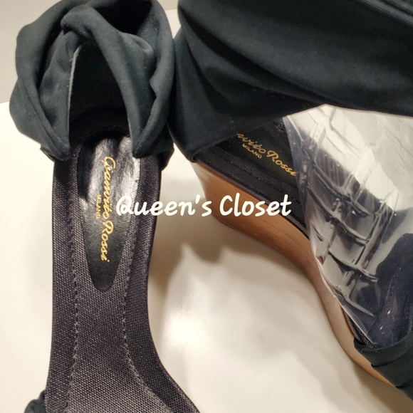 GIANVITO ROSSI| Black Mesh Platform Wedges| Size US10 - Picture 4 of 5